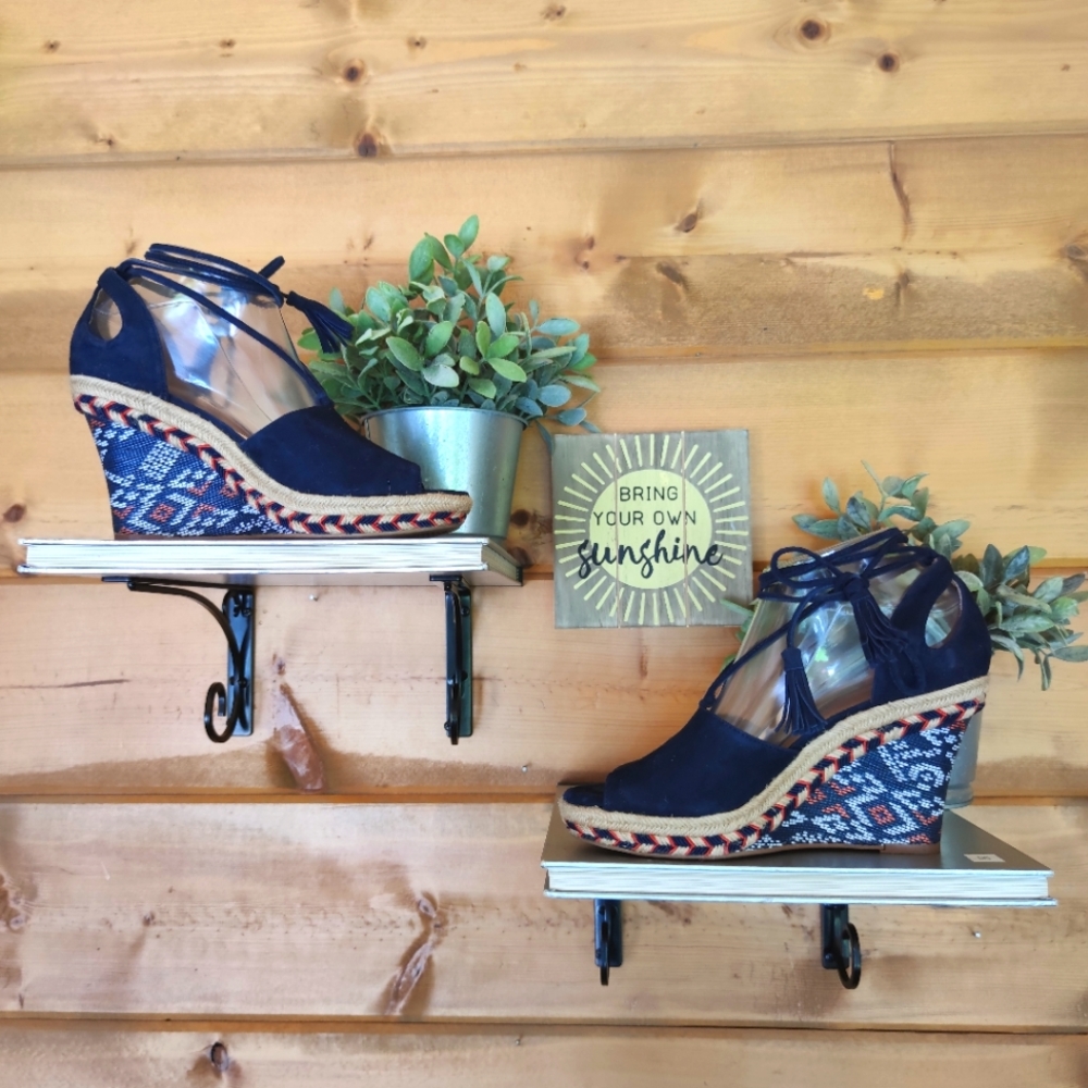 Cabi 💜 Isla Wedges Sandals Suede‎ Boho Espadrilles